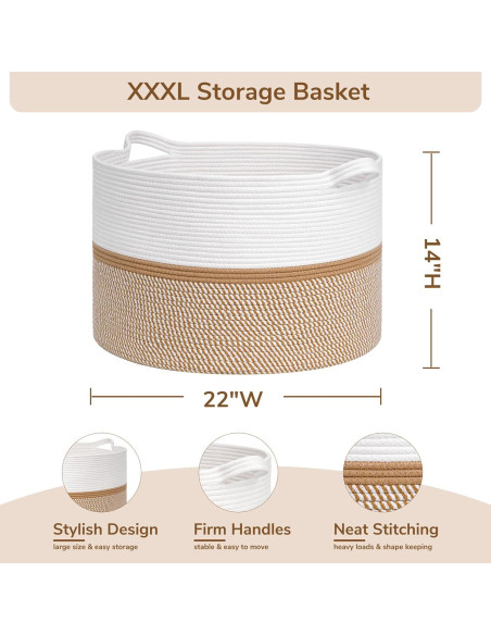 Cesta de Almacenamiento XXL CHICVITA de Algodón 56x36 cm