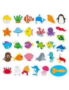 30 Pegatinas Antideslizantes Animales Marinos Hebayy - Resistente al Agua