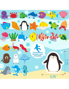 30 Pegatinas Antideslizantes Animales Marinos Hebayy - Resistente al Agua 2