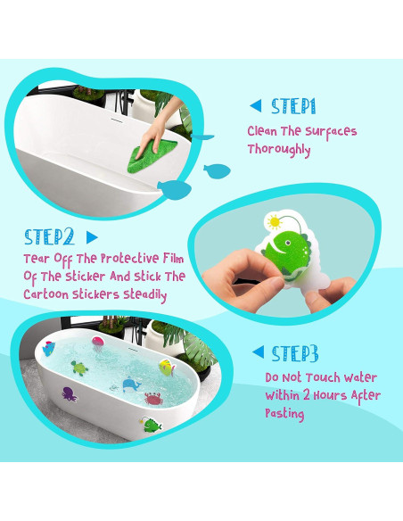 30 Pegatinas Antideslizantes Animales Marinos Hebayy - Resistente al Agua