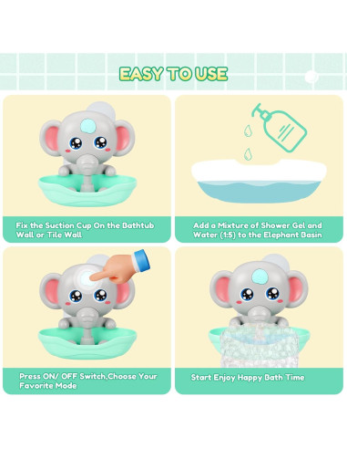 Paquete de 3 Juguetes de Baño Tortuga y Máquina de Burbujas