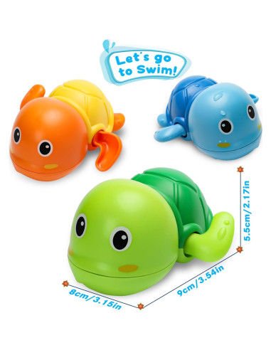 Paquete de 3 Juguetes de Baño Tortuga y Máquina de Burbujas