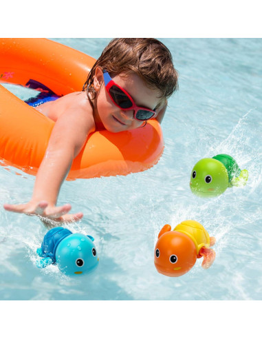 Paquete de 3 Juguetes de Baño Tortuga y Máquina de Burbujas