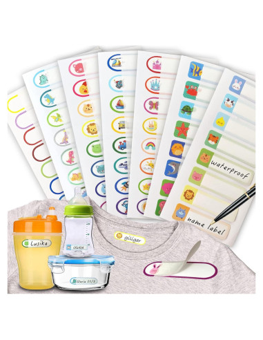 64 Etiquetas de Nombre Impermeables Giliger para Niños