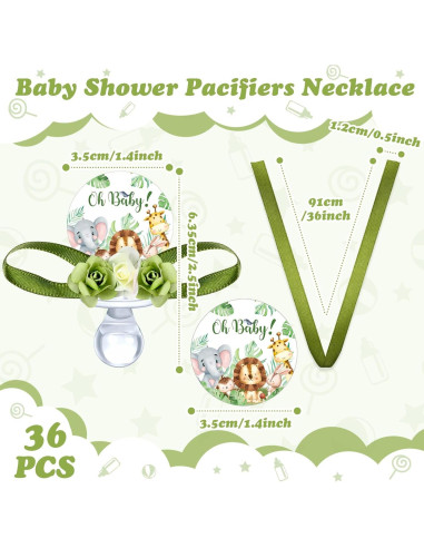 Collares de Chupete para Baby Shower Quelay 36 Pcs Animales
