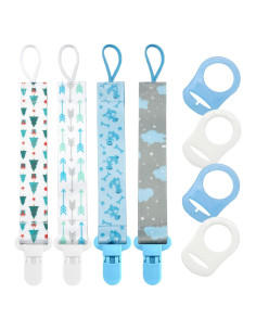 8 Clips de Chupete para Niñas dudoct con Adaptadores de Silicona