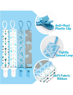 8 Clips de Chupete para Niñas dudoct con Adaptadores de Silicona 2