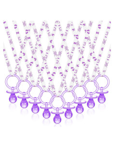 36 Chupetes Acrílicos para Baby Shower Tigeen - Púrpura y Blanco