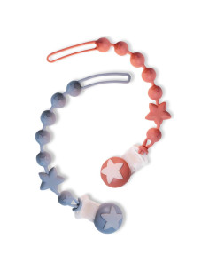 Clip de Chupete de Silicona PC-TA Terracota y Azul - Paquete de 2