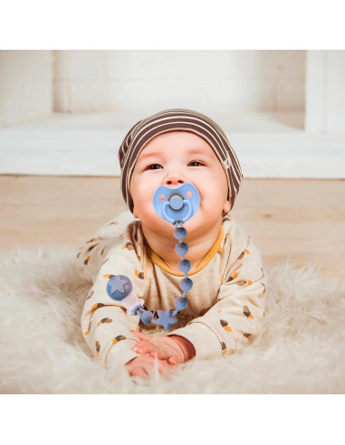 Clip de Chupete de Silicona PC-TA Terracota y Azul - Paquete de 2