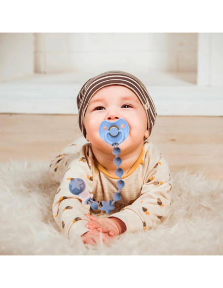 Clip de Chupete de Silicona PC-TA Terracota y Azul - Paquete de 2