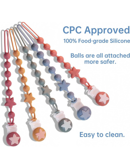 Clip de Chupete de Silicona PC-TA Terracota y Azul - Paquete de 2