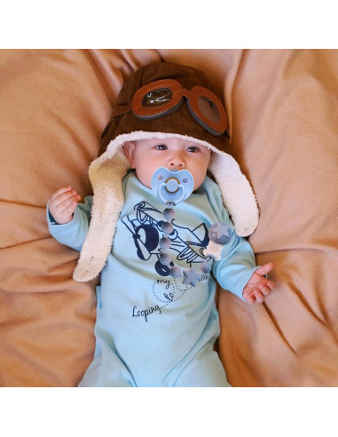 Clip de Chupete de Silicona PC-TA Terracota y Azul - Paquete de 2