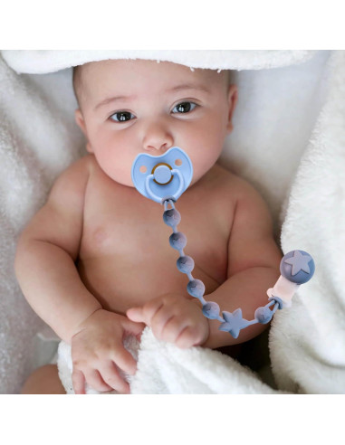 Clip de Chupete de Silicona PC-TA Terracota y Azul - Paquete de 2