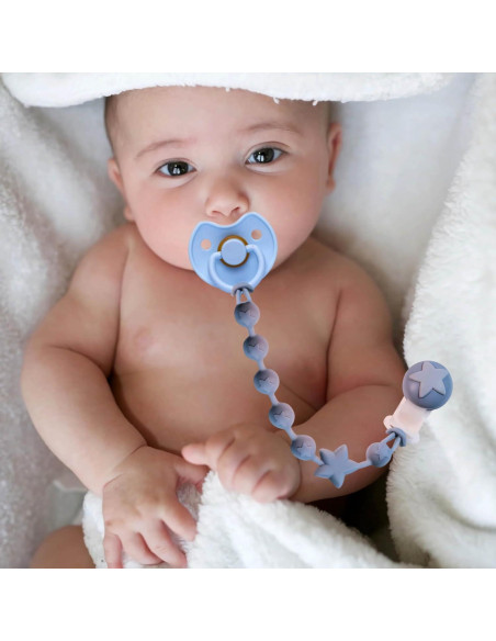 Clip de Chupete de Silicona PC-TA Terracota y Azul - Paquete de 2