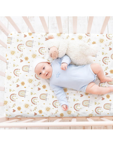 4 Fundas de Cambiador Arcoíris Boho 81 x 43 cm Suaves