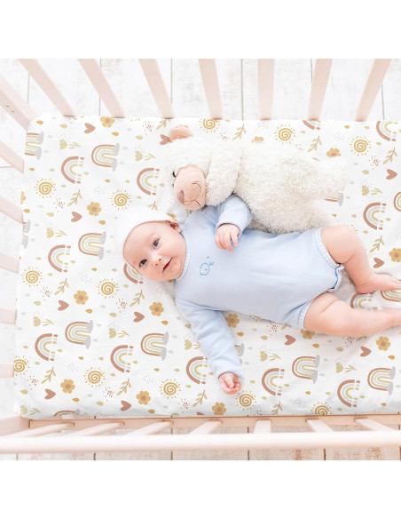 4 Fundas de Cambiador Arcoíris Boho 81 x 43 cm Suaves