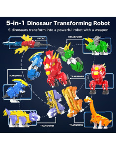 Juguete Robot Transformador Dinosaurio 5-en-1 RISUNTOY 2
