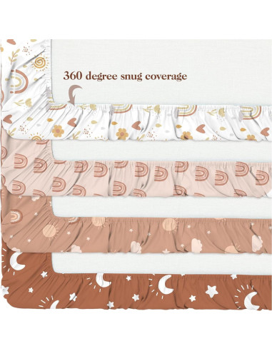 4 Fundas de Cambiador Arcoíris Boho 81 x 43 cm Suaves