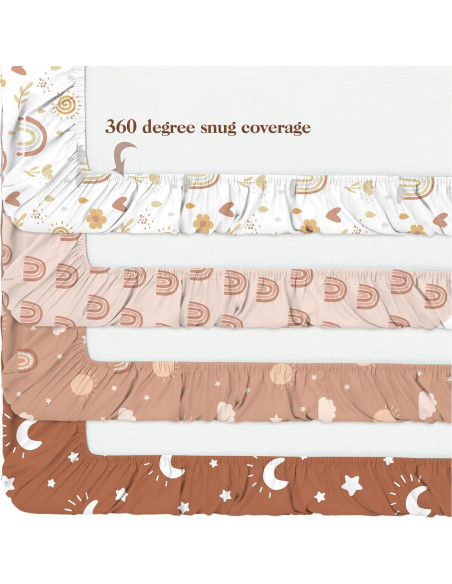 4 Fundas de Cambiador Arcoíris Boho 81 x 43 cm Suaves