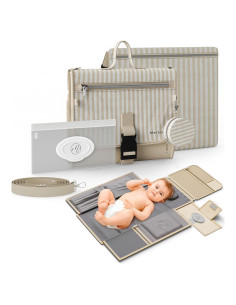 Almohadilla de Cambio de Pañales Portátil Mellories Beige - Impermeable, 9 Bolsillos