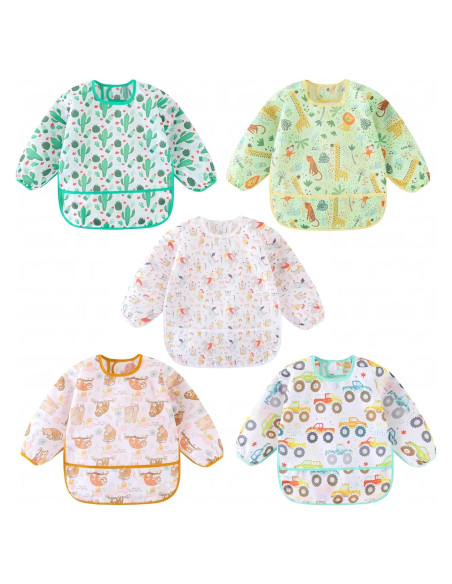 Baberos Impermeables de Manga Larga HaimoBurg - Paquete de 5