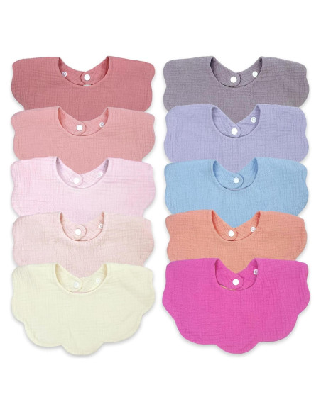 Baberos de Muselina 100% Algodón EllieHouse 10 Pack Bebé