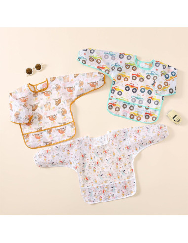 Baberos Impermeables de Manga Larga HaimoBurg - Paquete de 5