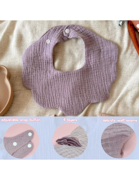 Baberos de Muselina 100% Algodón EllieHouse 10 Pack Bebé