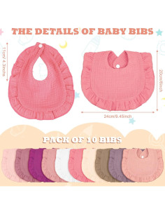 Baberos de Muselina Seematn 10 Pcs Algodón Unisex Retro 2