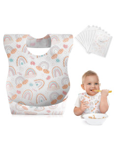 Babebay Baberos Desechables 30 pcs Arcoíris Boho Impermeables
