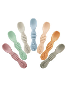 Set de 7 Cucharas de Silicona para Bebés PandaEar - Seguras y Ergonómicas