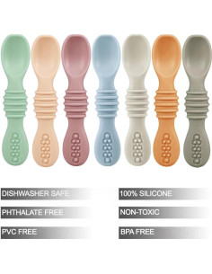 Set de 7 Cucharas de Silicona para Bebés PandaEar - Seguras y Ergonómicas 2