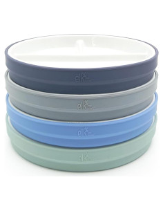 Platos Divididos de Porcelana Elk y Amigos 16cm con Mangas Silicona