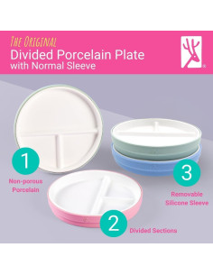 Platos Divididos de Porcelana Elk y Amigos 16cm con Mangas Silicona 2