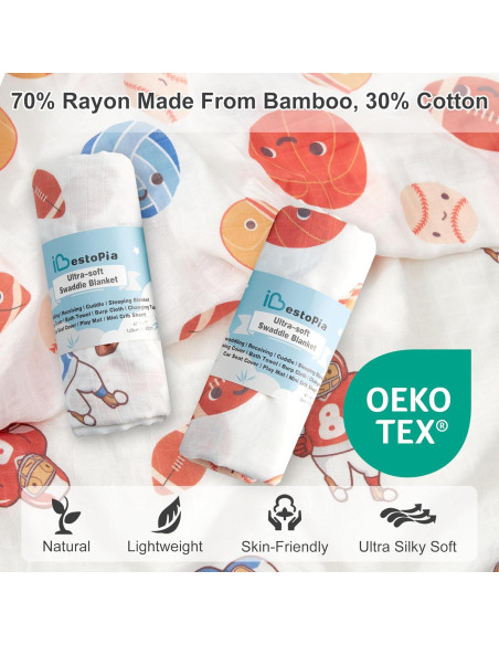 Mantas de Muselina IBESTOPIA 120x120 cm Paquete de 2 Bebés Mantas de Muselina IBESTOPIA 120x120 cm Paquete de 2 Bebés