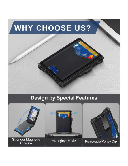 Billetera GHUKY Minimalista RFID para Hombre - Negro, Compacta Billetera GHUKY Minimalista RFID para Hombre - Negro, Compacta