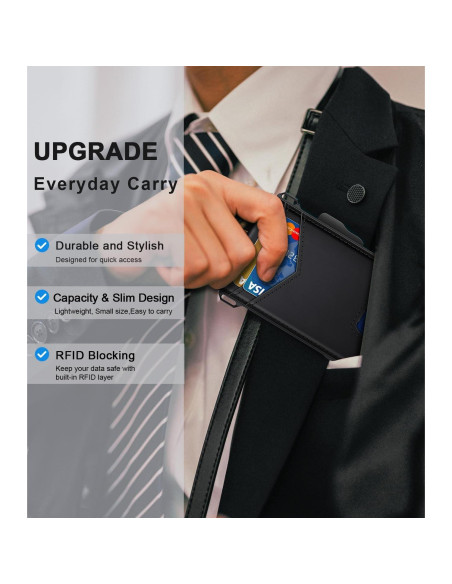 Billetera GHUKY Minimalista RFID para Hombre - Negro, Compacta Billetera GHUKY Minimalista RFID para Hombre - Negro, Compacta