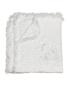 Manta de Bautizo Runeaoys Blanca con Bordados para Bebés