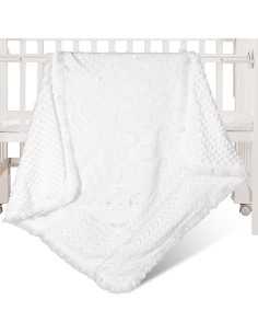Manta de Bautizo Runeaoys Blanca con Bordados para Bebés 2