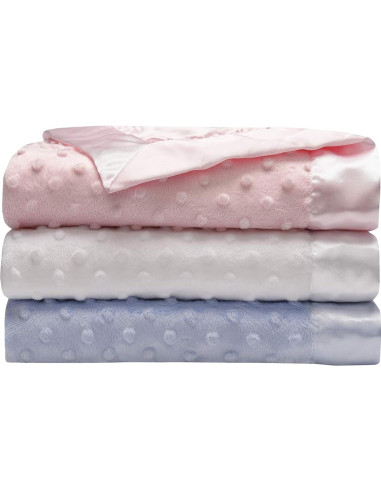 Manta Texturizada Baby Starters Blanca 76x102 cm con Ribete Satén