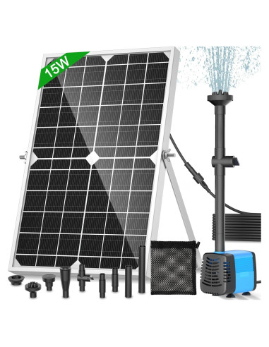 Bomba de Fuente Solar FEOXSHAL 15W 720 LPH para Jardines y Estanques