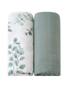 Mantas de Muselina LifeTree 2 Unidades 70% Bambú 120x120cm Eucalipto