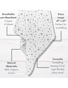 Mantas de Muselina Orgánica MOZAH - Rayas y Puntos - 2 Unidades 2