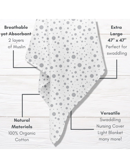 Mantas de Muselina Orgánica MOZAH - Rayas y Puntos - 2 Unidades