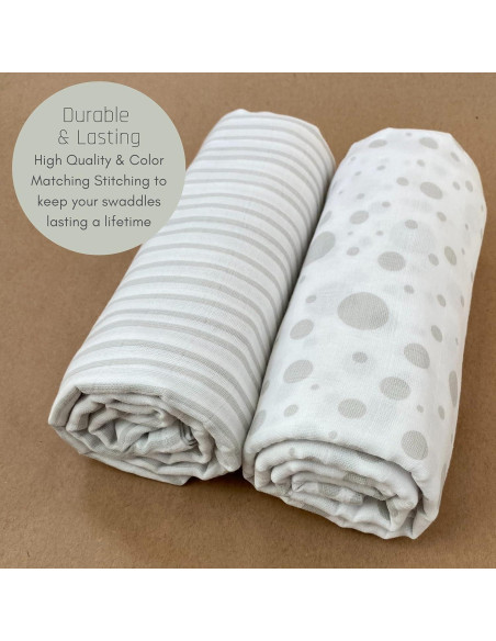 Mantas de Muselina Orgánica MOZAH - Rayas y Puntos - 2 Unidades