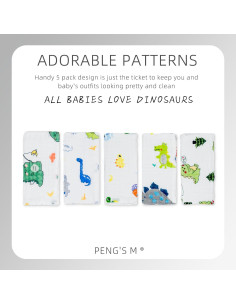 Toallas para Eructos de Bebé PENG'S M 5 Pack Algodón Muslín 50.8x25.4 cm 2
