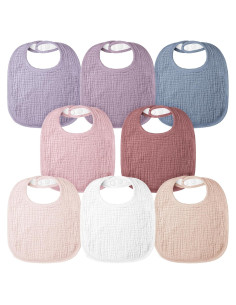 Baberos de Muselina Bearmoss para Bebés - Paquete de 8, 100% Algodón