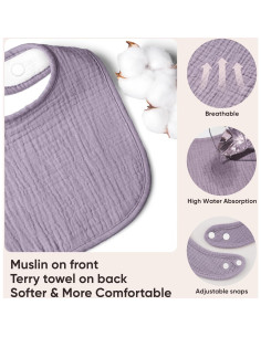 Baberos de Muselina Bearmoss para Bebés - Paquete de 8, 100% Algodón 2