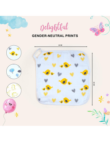 Pañuelos de Algodón Muselina Orgánica Thalir - 6 Unidades